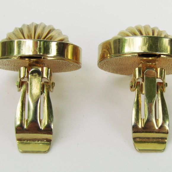 Vintage Kramer Gold Tone Dome Earrings Clip On 1950s - Picture 4 of 4